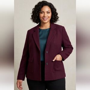 Anne Klein Rich Plum Burgundy Blazer Business Career Dark Academia Whimsigoth